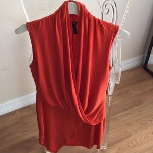 Cotton tunic blouse. Fire orange.